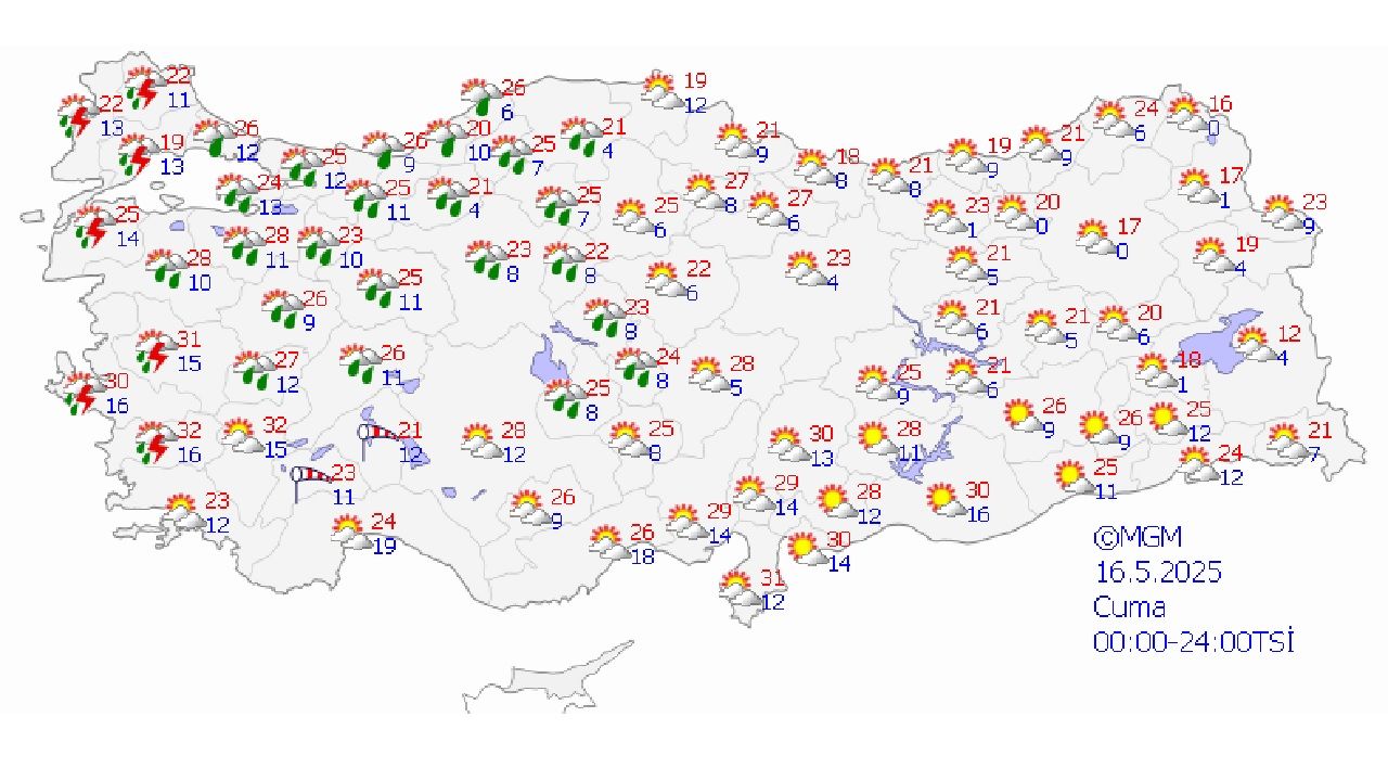 16 Mayıs 2025 il il hava durumu tahminleri yayınlandı! İzmir, Muğla ve Aydın'da tedbirinizi alın... 1