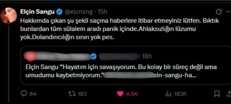 Elçin Sangu’dan çıkan sahte haberlere sert tepki! “Tüm sülalem panik içinde!” 2