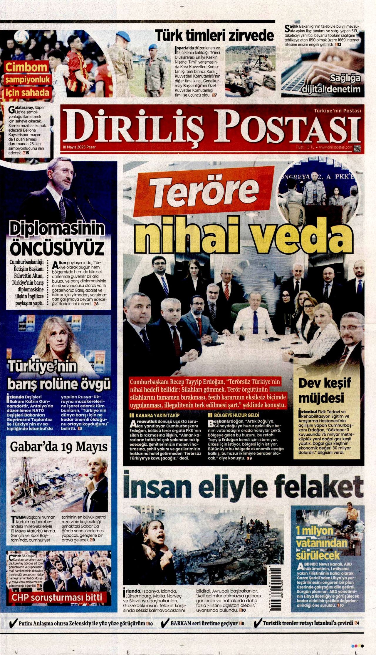 Cumhurbaşkanı Erdoğan'dan 30 milyar dolarlık doğalgaz müjdesi! 18 Mayıs Pazar gazete manşetleri... 20