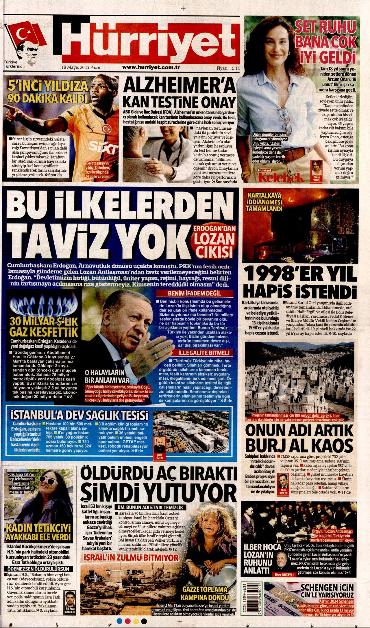 Cumhurbaşkanı Erdoğan'dan 30 milyar dolarlık doğalgaz müjdesi! 18 Mayıs Pazar gazete manşetleri... 1