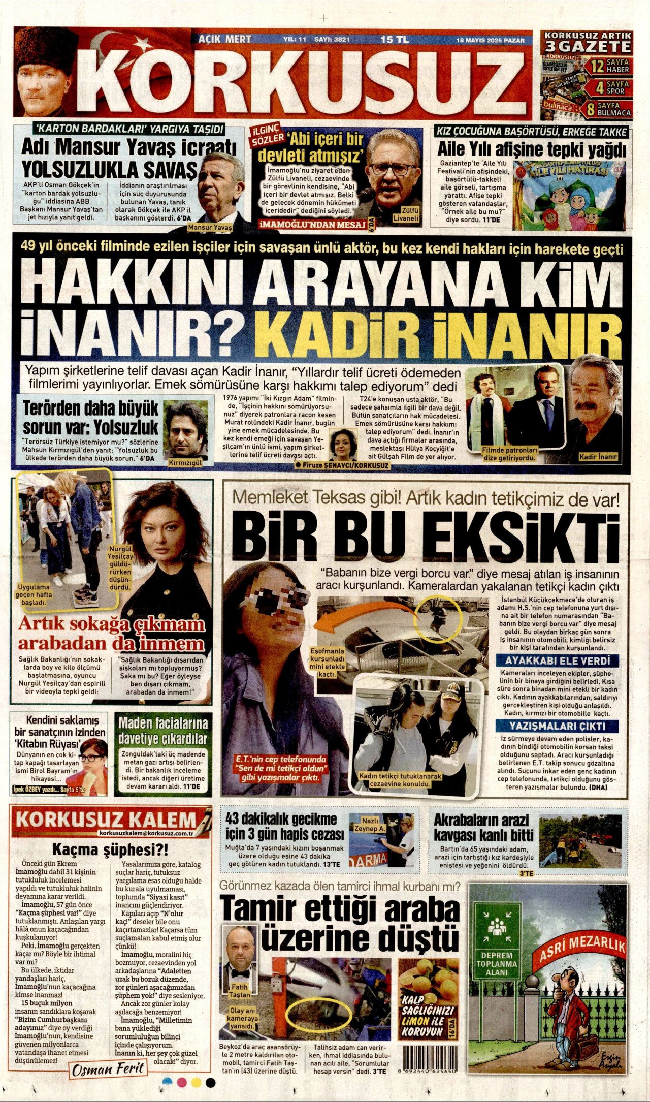 Cumhurbaşkanı Erdoğan'dan 30 milyar dolarlık doğalgaz müjdesi! 18 Mayıs Pazar gazete manşetleri... 19