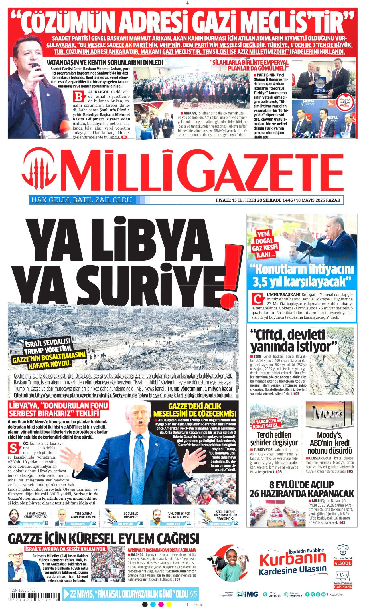 Cumhurbaşkanı Erdoğan'dan 30 milyar dolarlık doğalgaz müjdesi! 18 Mayıs Pazar gazete manşetleri... 14