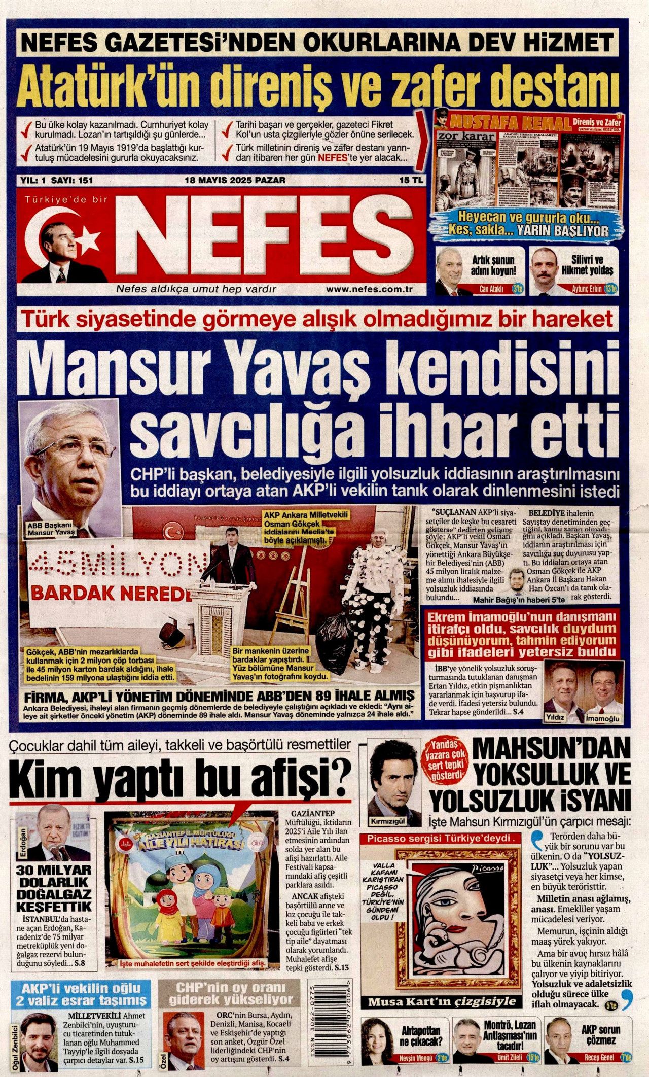 Cumhurbaşkanı Erdoğan'dan 30 milyar dolarlık doğalgaz müjdesi! 18 Mayıs Pazar gazete manşetleri... 17