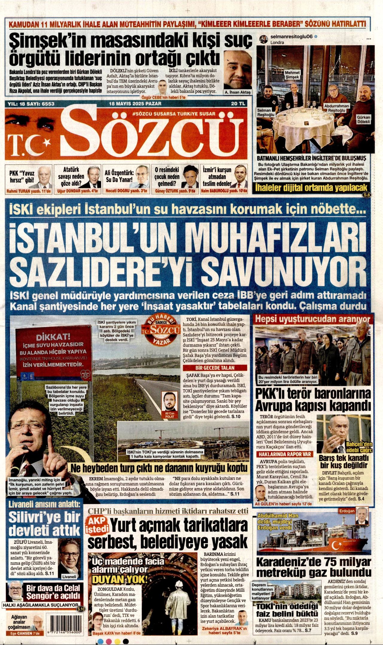 Cumhurbaşkanı Erdoğan'dan 30 milyar dolarlık doğalgaz müjdesi! 18 Mayıs Pazar gazete manşetleri... 3