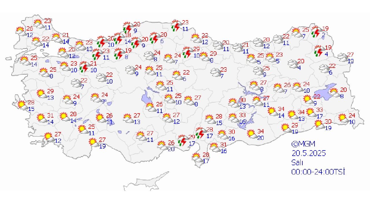 20 Mayıs 2025 Türkiye geneli hava durumu! Hangi illerde yağış bekleniyor? 1