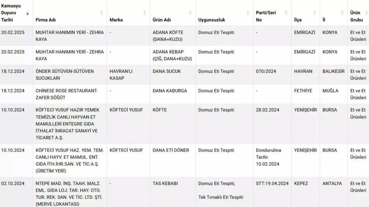 Gıdada yeni skandal! Antalya, Bursa, Muğla! Domuz eti satan firmalar tek tek açıklandı 6
