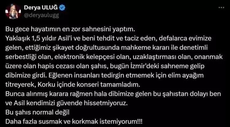 Derya Uluğ'un saplantılı hayranı uzaklaştırma kararına rağmen nasıl konseri VIP masada izledi? 7