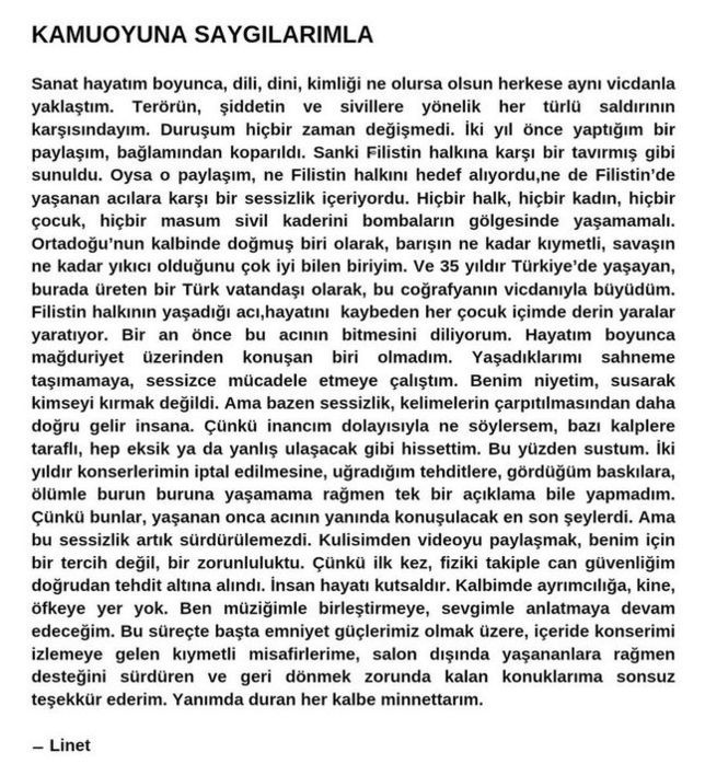 Linet'in bir konseri daha iptal edildi 5