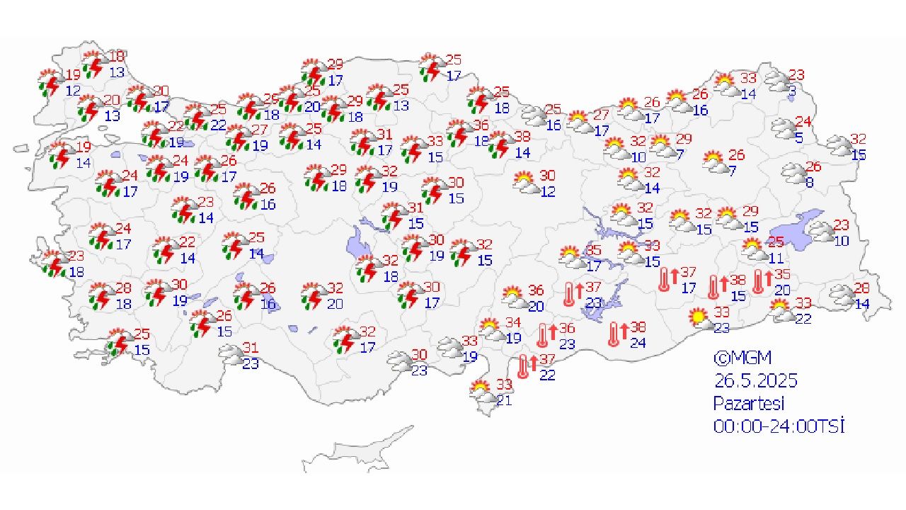 26 Mayıs 2025 yurt geneli hava durumu! Meteoroloji toz taşınımı ve sağanak uyarısı yaptı... 1