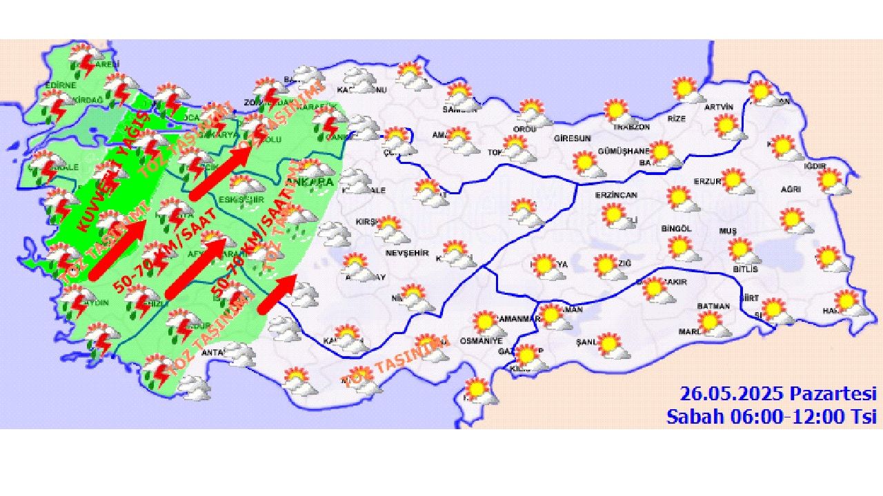26 Mayıs 2025 yurt geneli hava durumu! Meteoroloji toz taşınımı ve sağanak uyarısı yaptı... 3