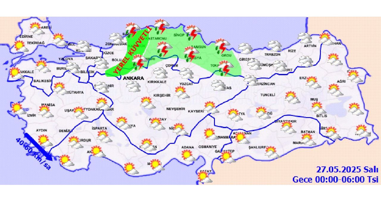 27 Mayıs 2025 Meteorolojiden uyarı geldi! Yurt genelinde sağanak, rüzgar ve toz taşınımı bekleniyor... 3