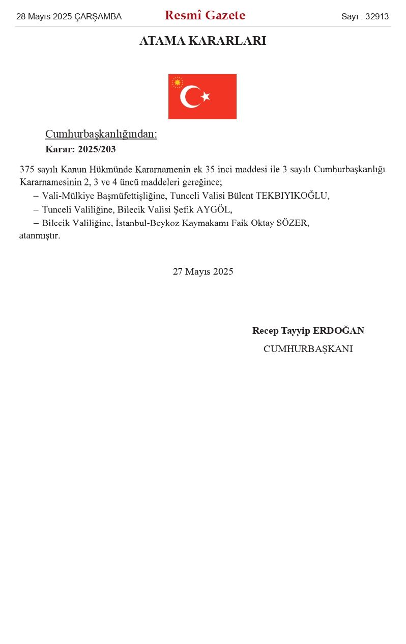 Resmi Gazete yayımlandı! İki ile yeni vali ataması! 2