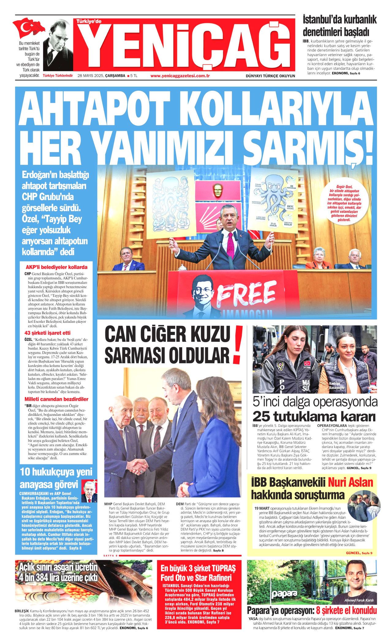 Kırmızı Yalı'dan gözaltına... Papara sahibine çete suçlaması! Bugünün gazete manşetleri... 7