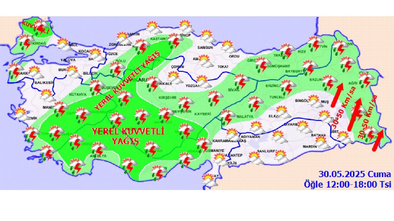 30 Mayıs 2025 Meteorolojiden uyarı geldi! Türkiye geneli sağanak yağmur bekleniyor! 13
