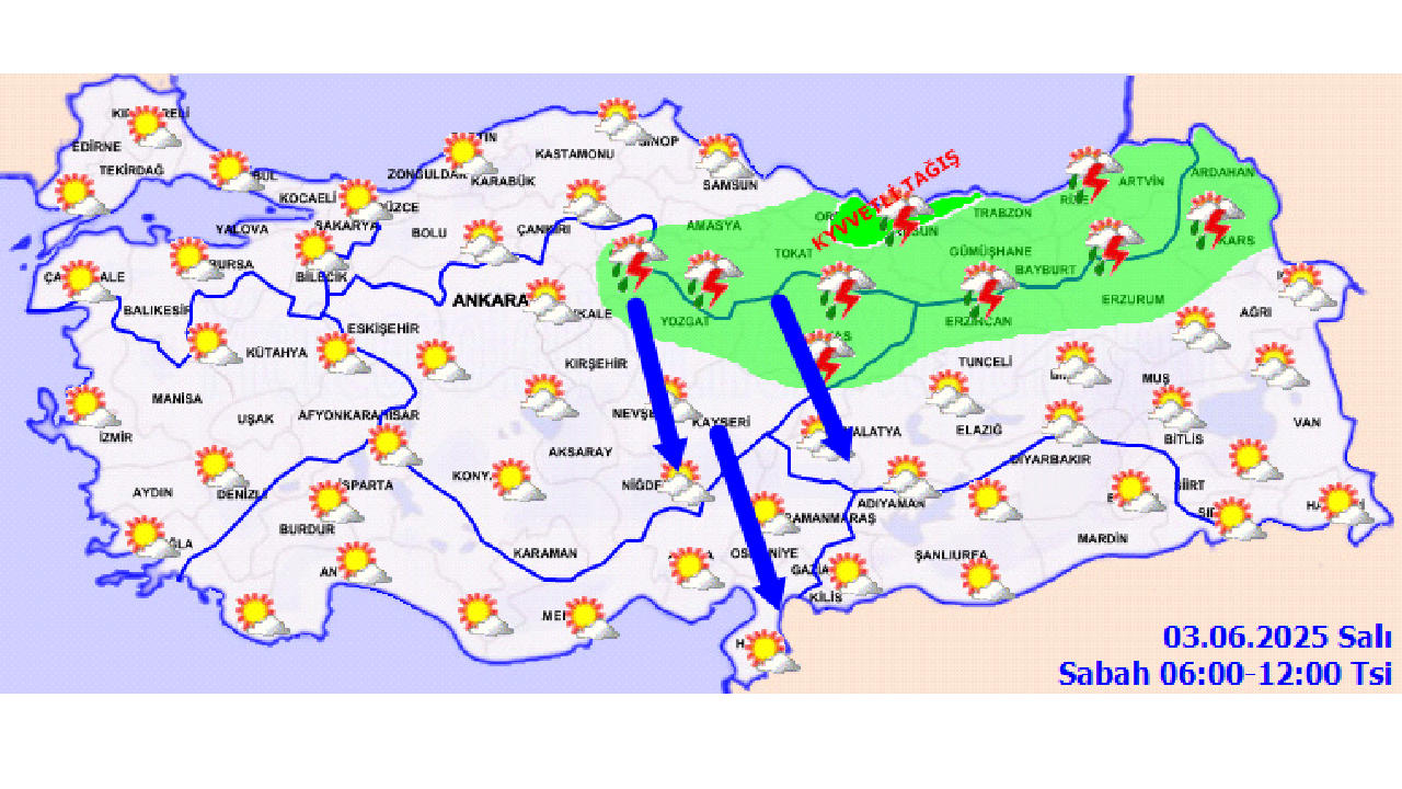3 Haziran 2025 yurt geneli hava durumu! Sağanak yağışa karşı tedbirinizi alın... 4
