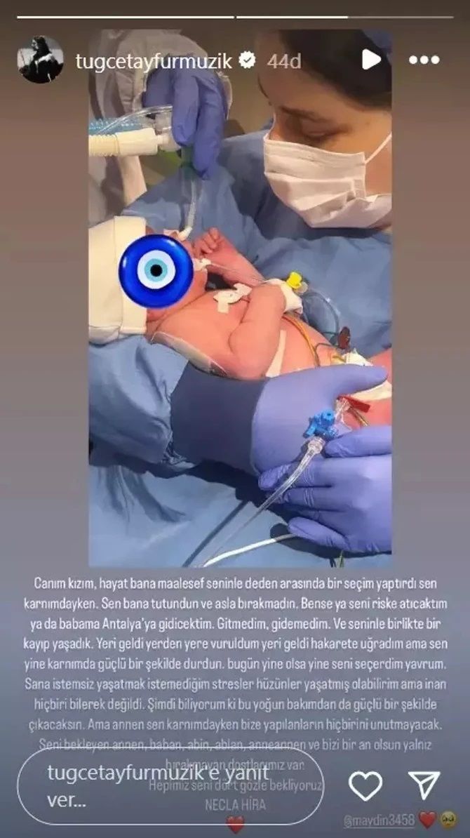 Tuğçe Tayfur'un minik kızı Necla Hira yoğun bakımdan çıktı! 3