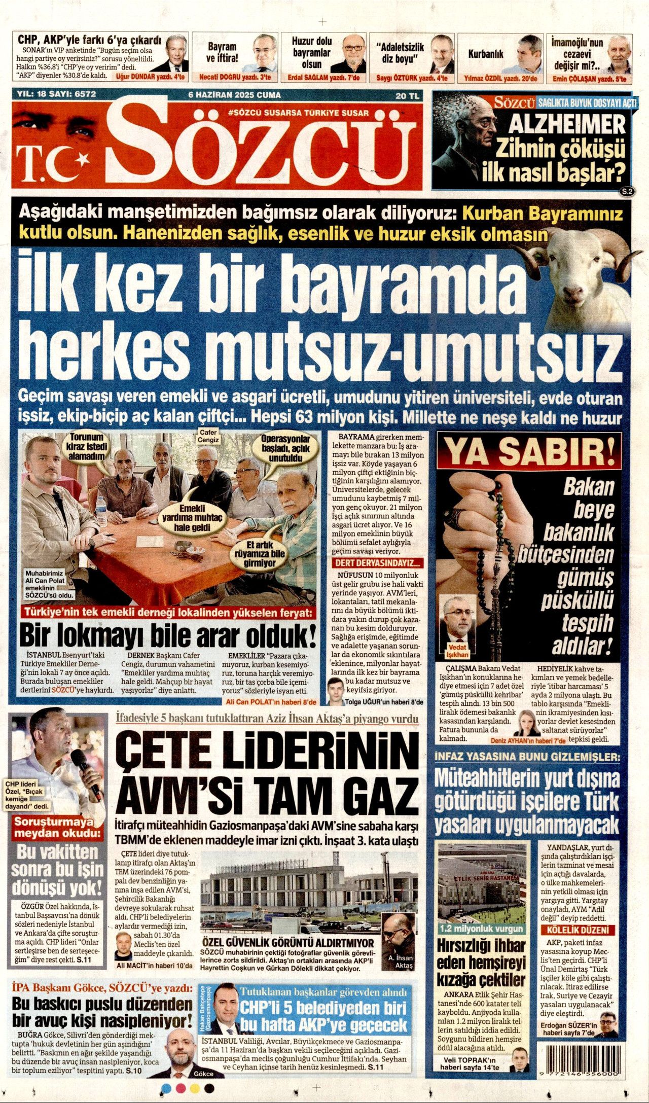 Türkiye bağımlı hale geldi! Anjiyo salgını var... 6 Haziran Cuma gazete manşetleri 6
