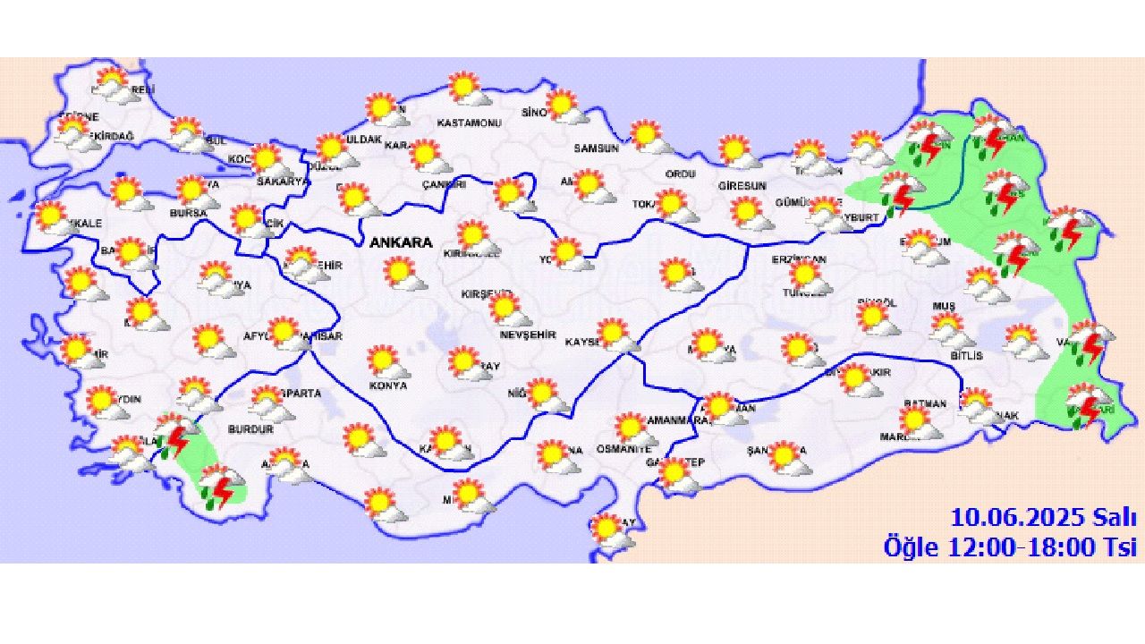Meteoroloji yurt geneli hava durumu raporu geldi: Doğu Anadolu'da sağanak yağış bekleniyor... 12
