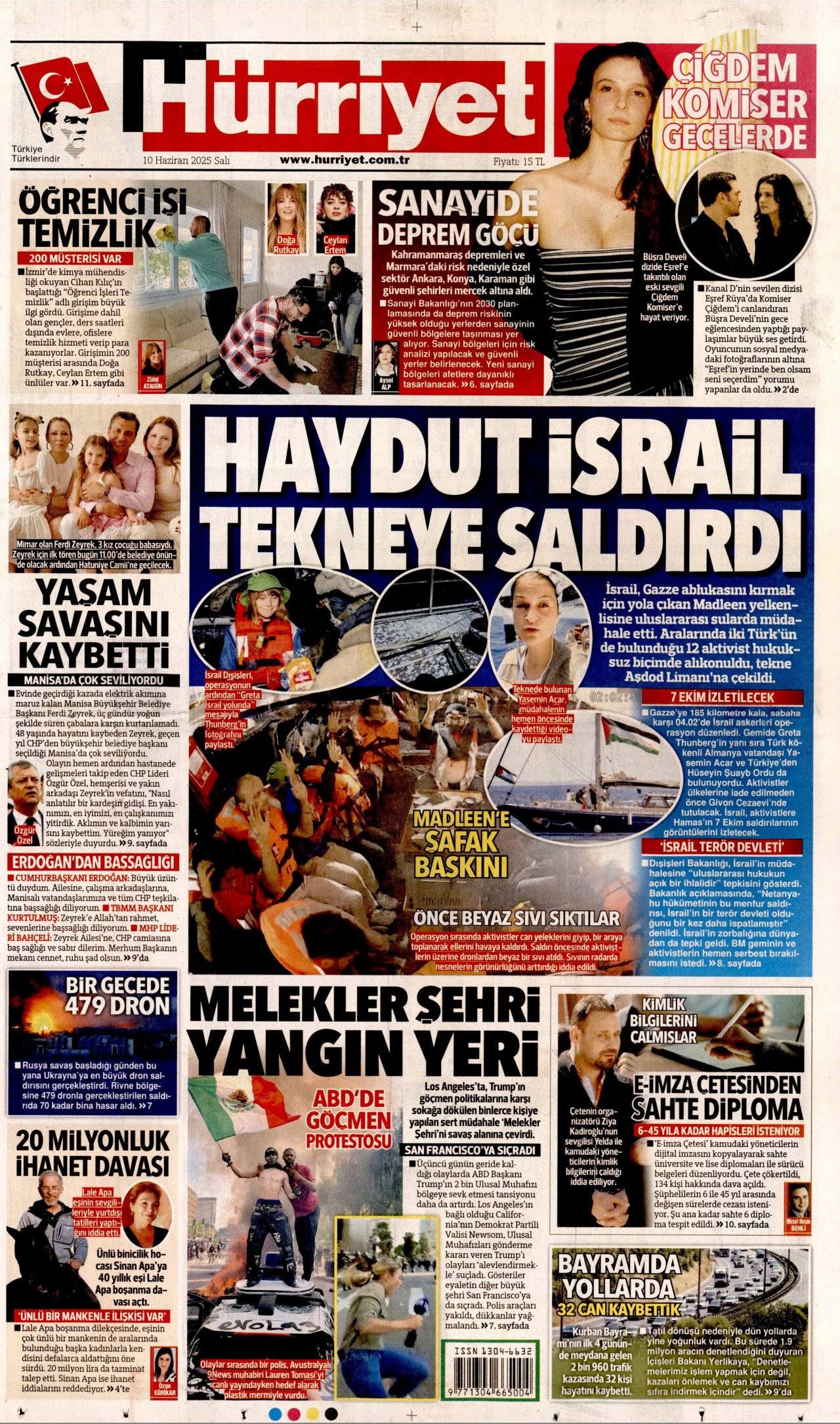 Haydut İsrail tekneye saldırdı! Madleen'e şafak baskını manşetlerde... 10 Haziran Salı gazete manşetleri 1