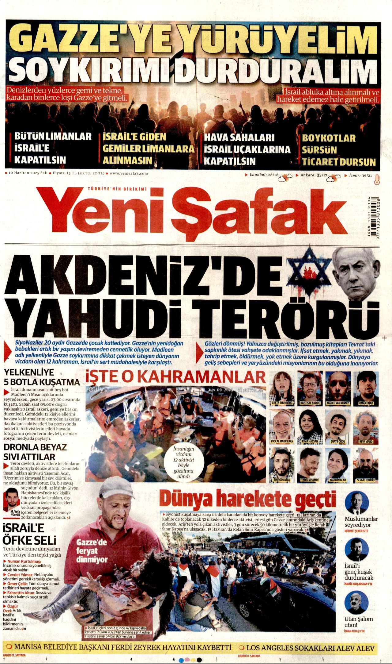 Haydut İsrail tekneye saldırdı! Madleen'e şafak baskını manşetlerde... 10 Haziran Salı gazete manşetleri 5