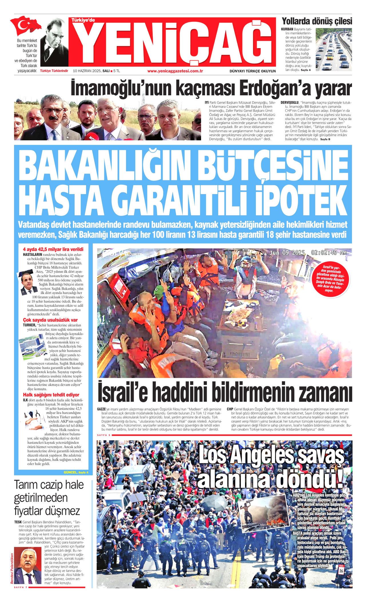 Haydut İsrail tekneye saldırdı! Madleen'e şafak baskını manşetlerde... 10 Haziran Salı gazete manşetleri 11