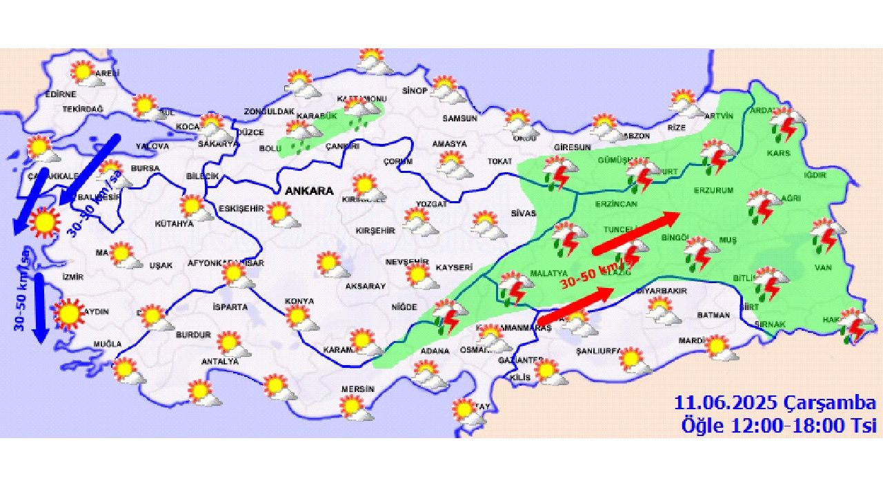 11 Haziran 2025 hava durumu raporu yayınlandı! İşte İstanbul, Ankara ve İzmir'de beklenen sıcaklıklar... 4