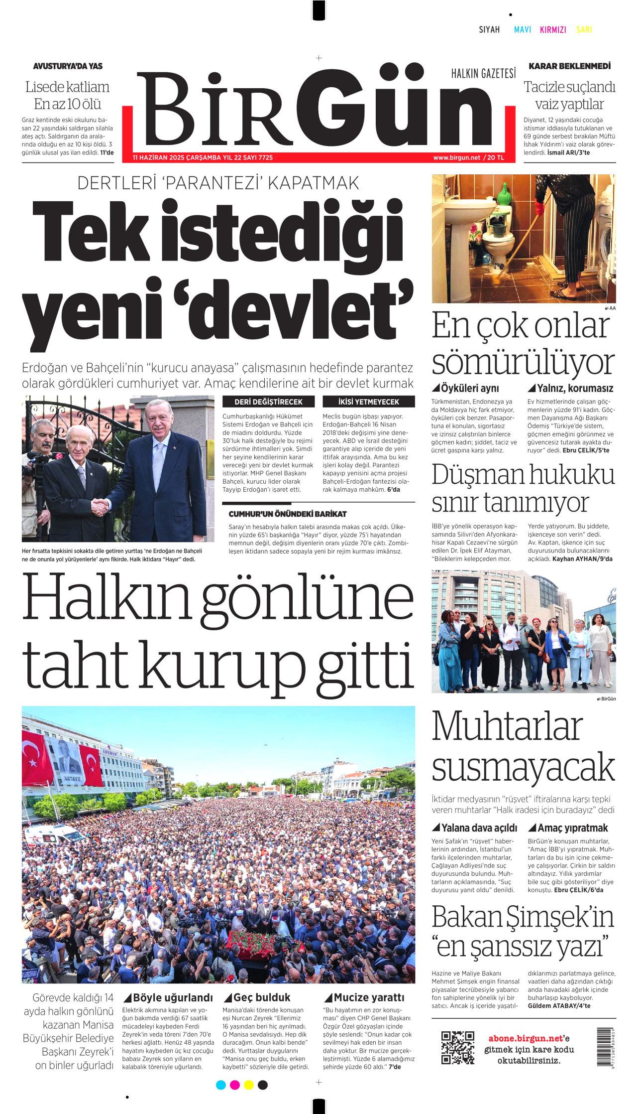 Siyaset üstü bir veda! Ferdi Zeyrek'in cenaze töreni manşetlerde... 11 Haziran Çarşamba gazete manşetleri 18