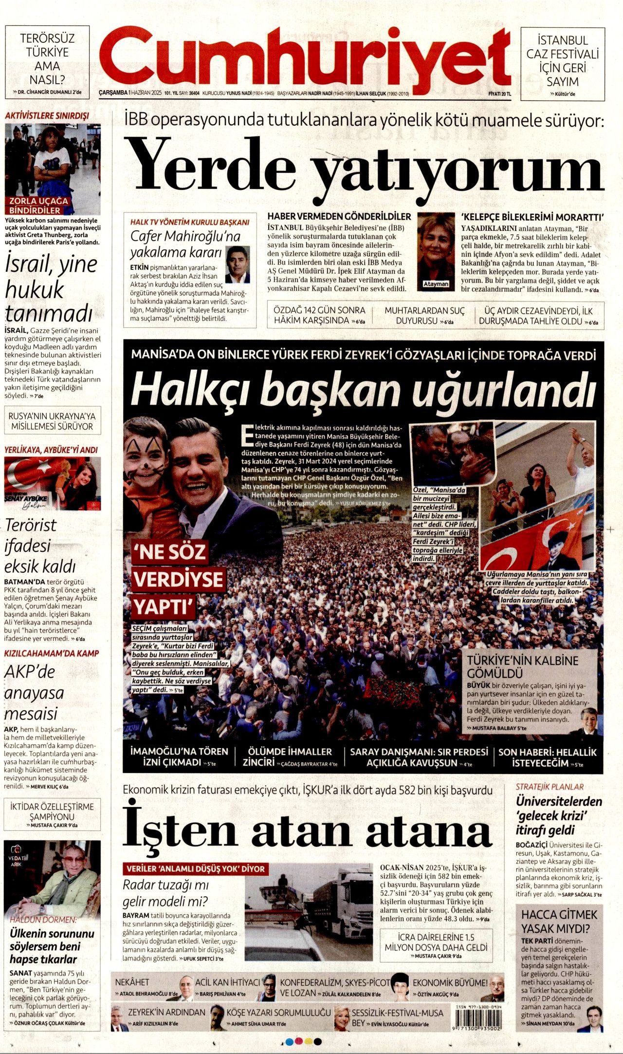 Siyaset üstü bir veda! Ferdi Zeyrek'in cenaze töreni manşetlerde... 11 Haziran Çarşamba gazete manşetleri 4