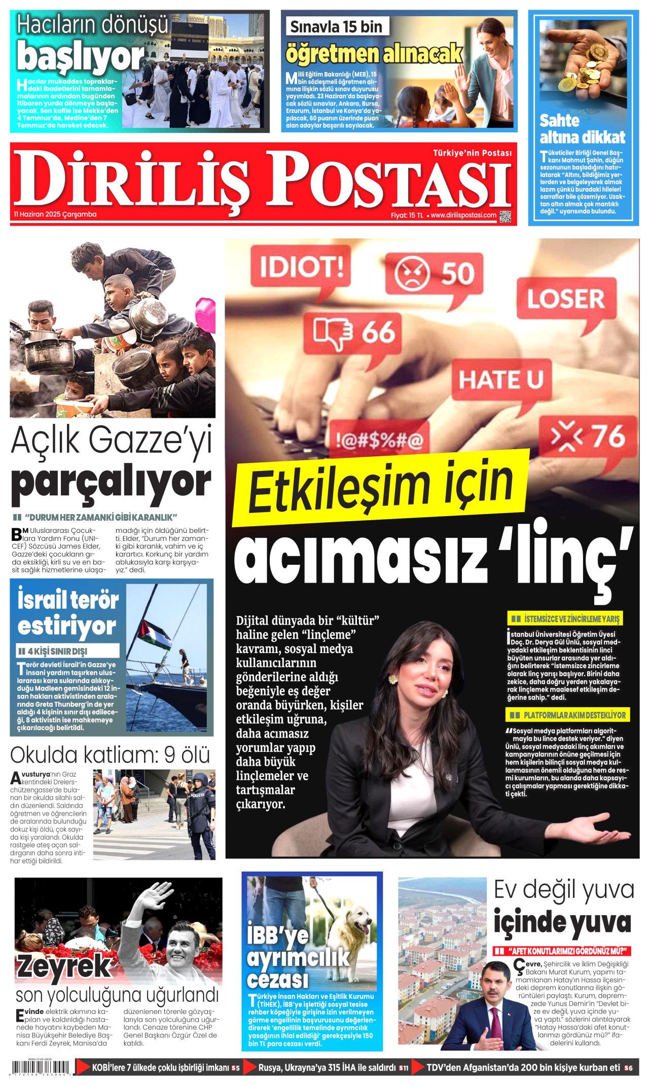 Siyaset üstü bir veda! Ferdi Zeyrek'in cenaze töreni manşetlerde... 11 Haziran Çarşamba gazete manşetleri 17