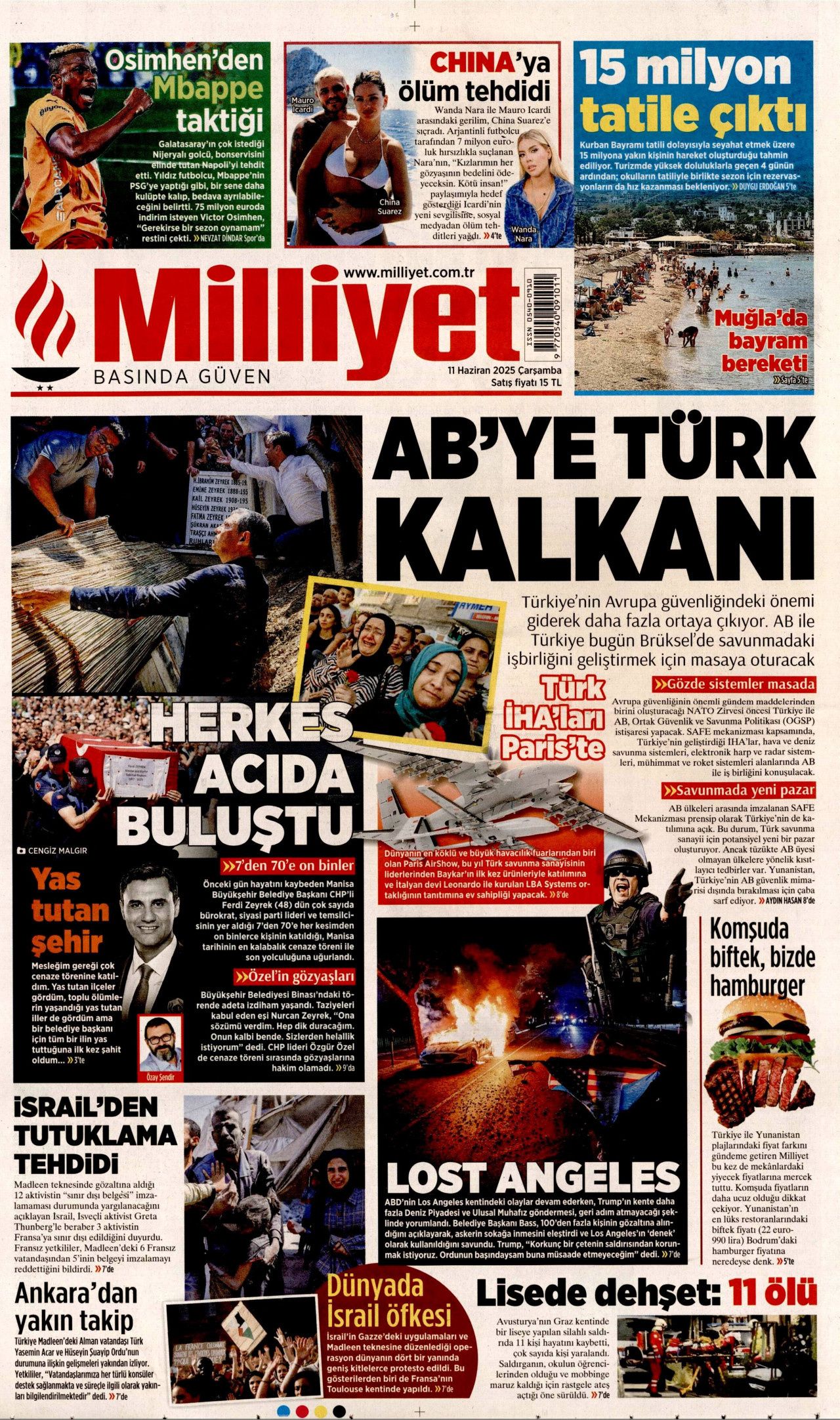 Siyaset üstü bir veda! Ferdi Zeyrek'in cenaze töreni manşetlerde... 11 Haziran Çarşamba gazete manşetleri 10
