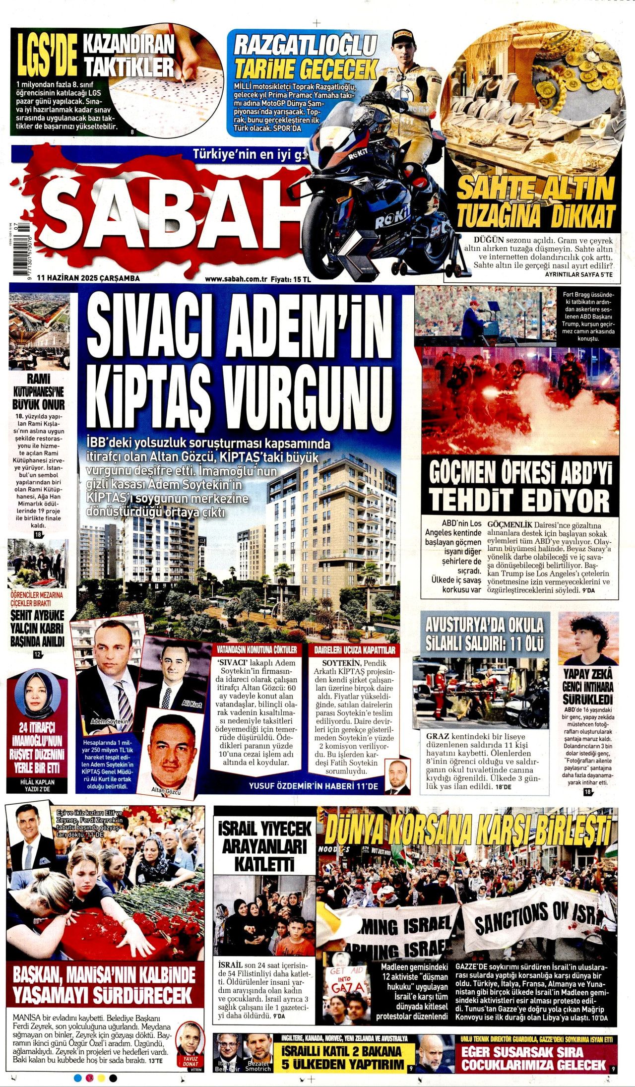 Siyaset üstü bir veda! Ferdi Zeyrek'in cenaze töreni manşetlerde... 11 Haziran Çarşamba gazete manşetleri 6