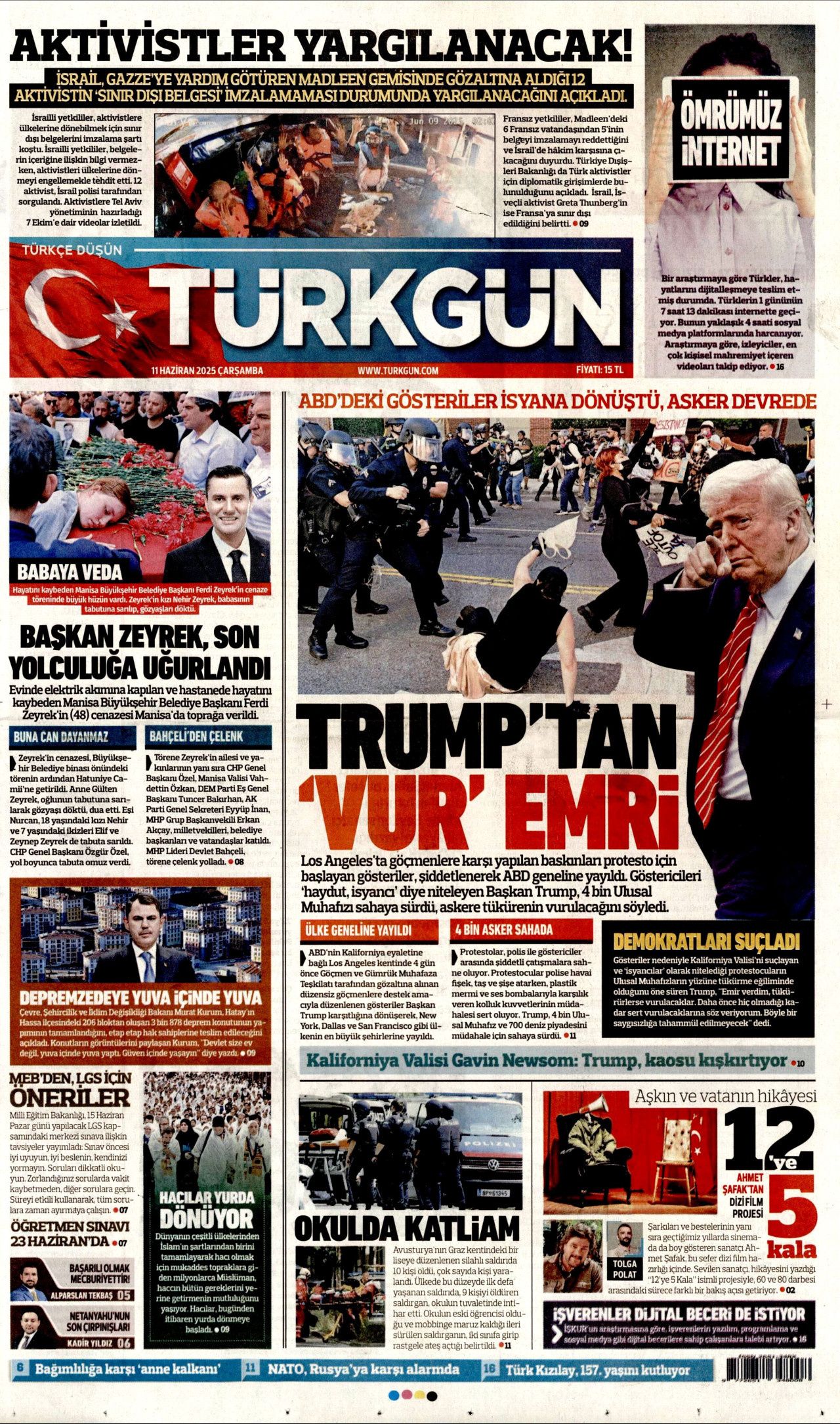 Siyaset üstü bir veda! Ferdi Zeyrek'in cenaze töreni manşetlerde... 11 Haziran Çarşamba gazete manşetleri 8