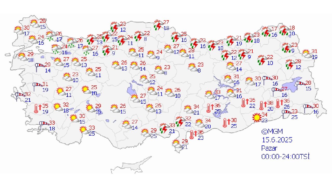 15 Haziran 2025 Türkiye geneli hava durumu! Başta Ankara, İstanbul ve İzmir'de beklenen sıcaklıklar... 1