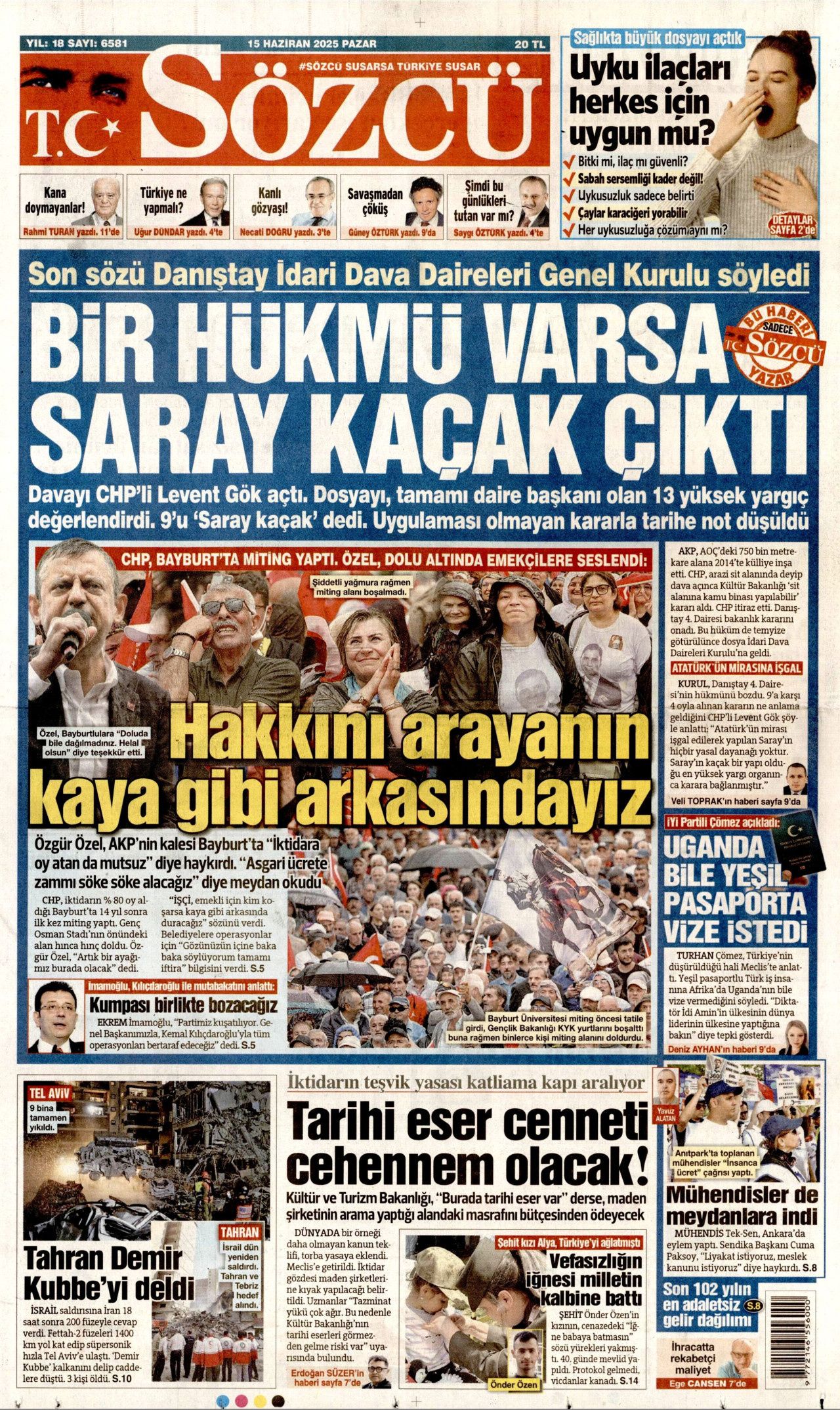 Dünya savaşının fragmanı... İsrail nükleer silah kullanır mı? Orta Doğu'daki gerilimi hangi gazete nasıl gördü? 15 Haziran manşetleri... 4