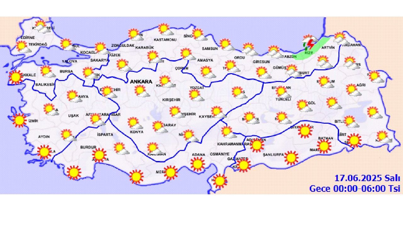 17 Haziran 2025 Salı yurt geneli hava durumu! Başta Ankara, İstanbul ve İzmir olmak üzere il il beklenen sıcaklıklar... 2