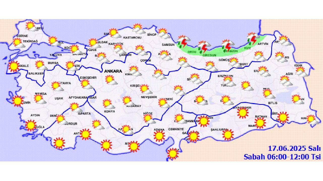 17 Haziran 2025 Salı yurt geneli hava durumu! Başta Ankara, İstanbul ve İzmir olmak üzere il il beklenen sıcaklıklar... 3