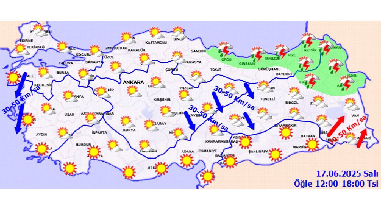 17 Haziran 2025 Salı yurt geneli hava durumu! Başta Ankara, İstanbul ve İzmir olmak üzere il il beklenen sıcaklıklar... 4
