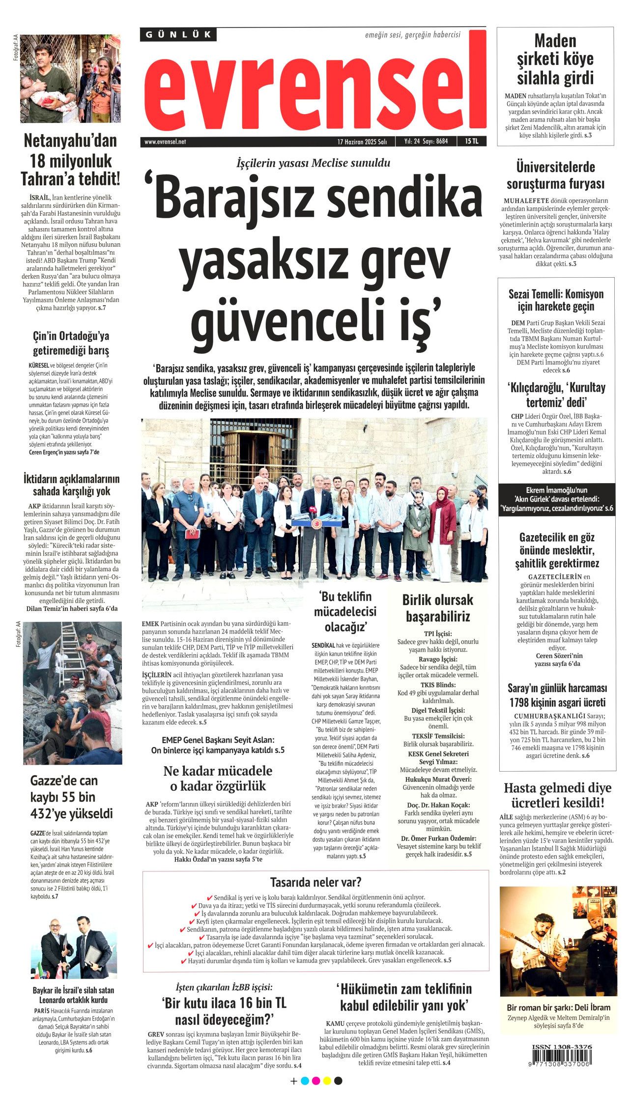İsrail artık güvende değil! Nükleer kullanma ihtimali arttı...  17 Haziran Salı gazete manşetleri... 13