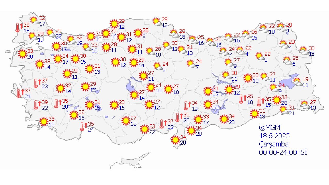 18 Haziran 2025 Çarşamba yurt geneli hava durumu! İşte il il beklenen sıcaklıklar... 1