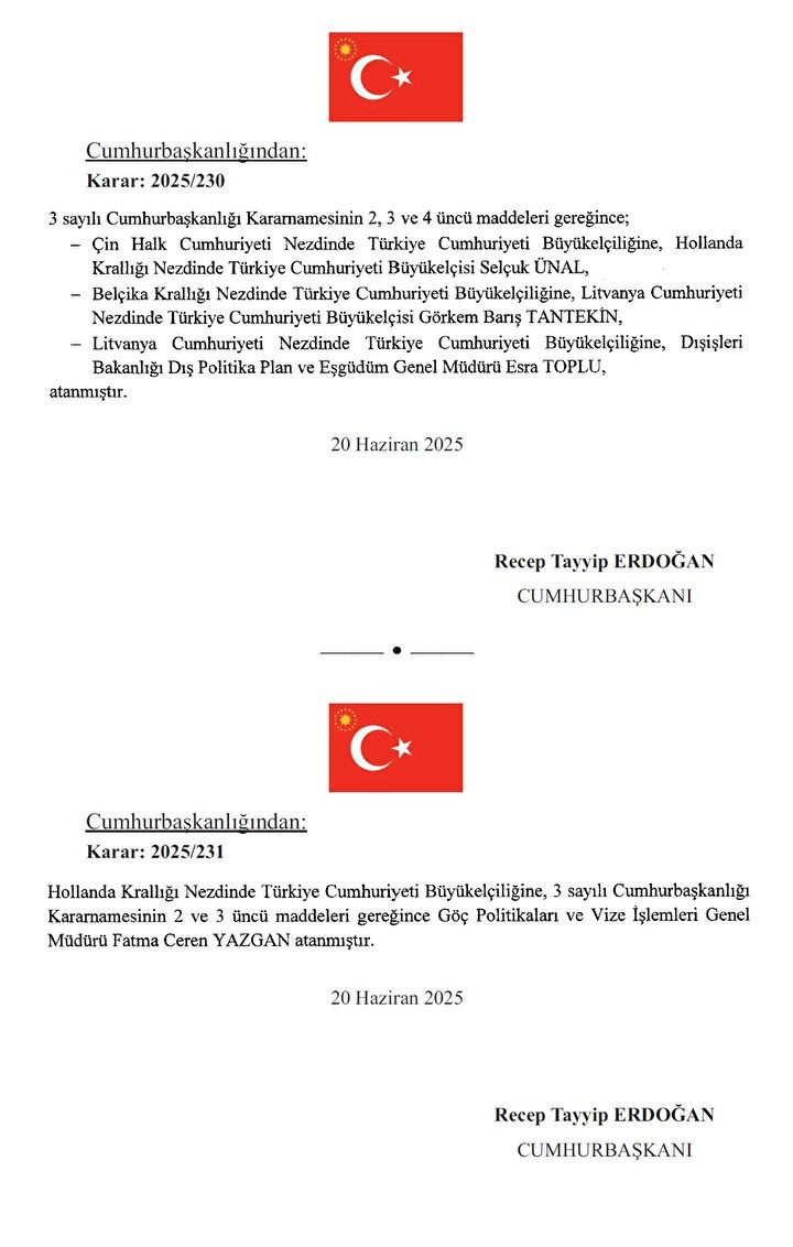 Cumhurbaşkanı Erdoğan imzaladı! Üç ülkeye yeni büyükelçi atandı 4