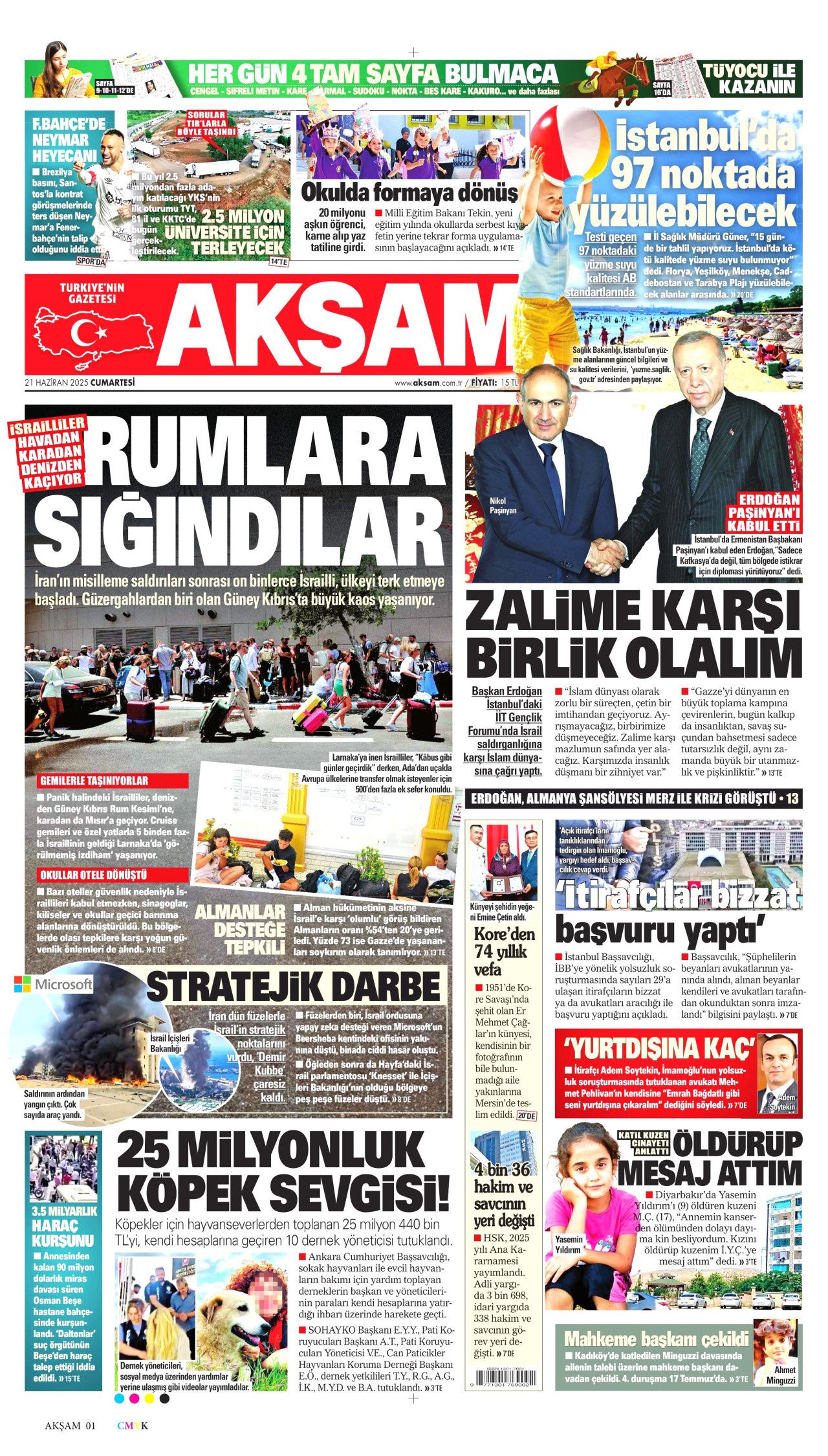 Soykırımcı İsrail gerçekleri gizliyor! Korku, yalan, sansür... 21 Haziran Cumartesi gazete manşetleri 13