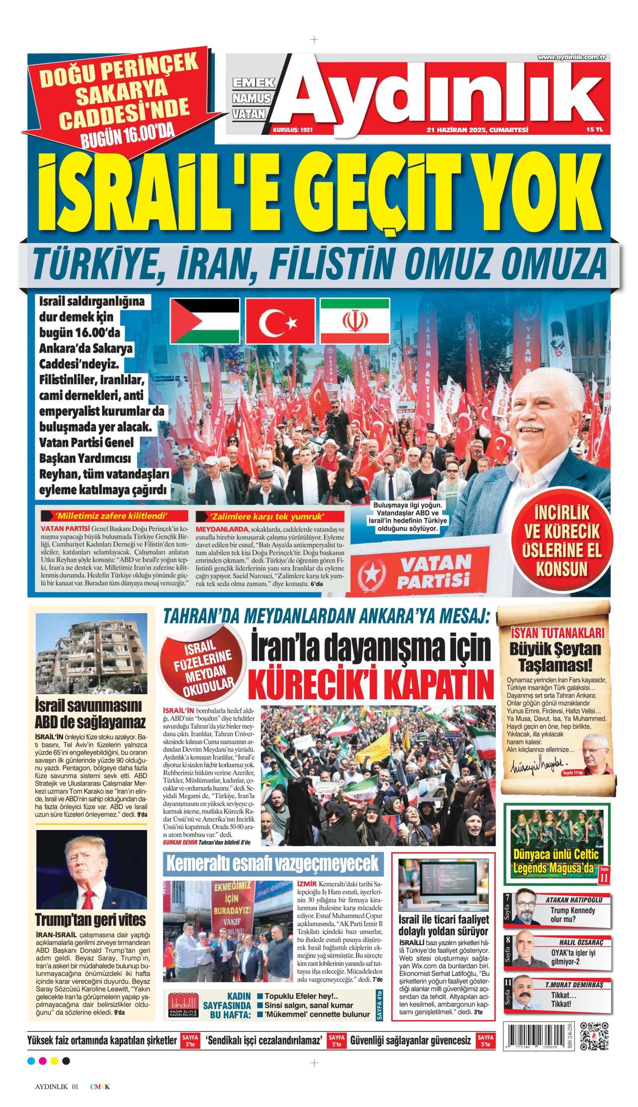 Soykırımcı İsrail gerçekleri gizliyor! Korku, yalan, sansür... 21 Haziran Cumartesi gazete manşetleri 18