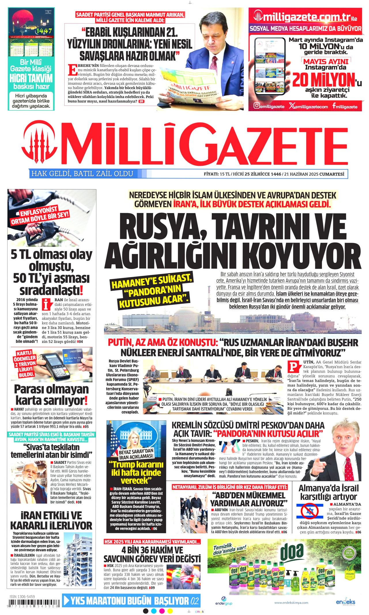 Soykırımcı İsrail gerçekleri gizliyor! Korku, yalan, sansür... 21 Haziran Cumartesi gazete manşetleri 19