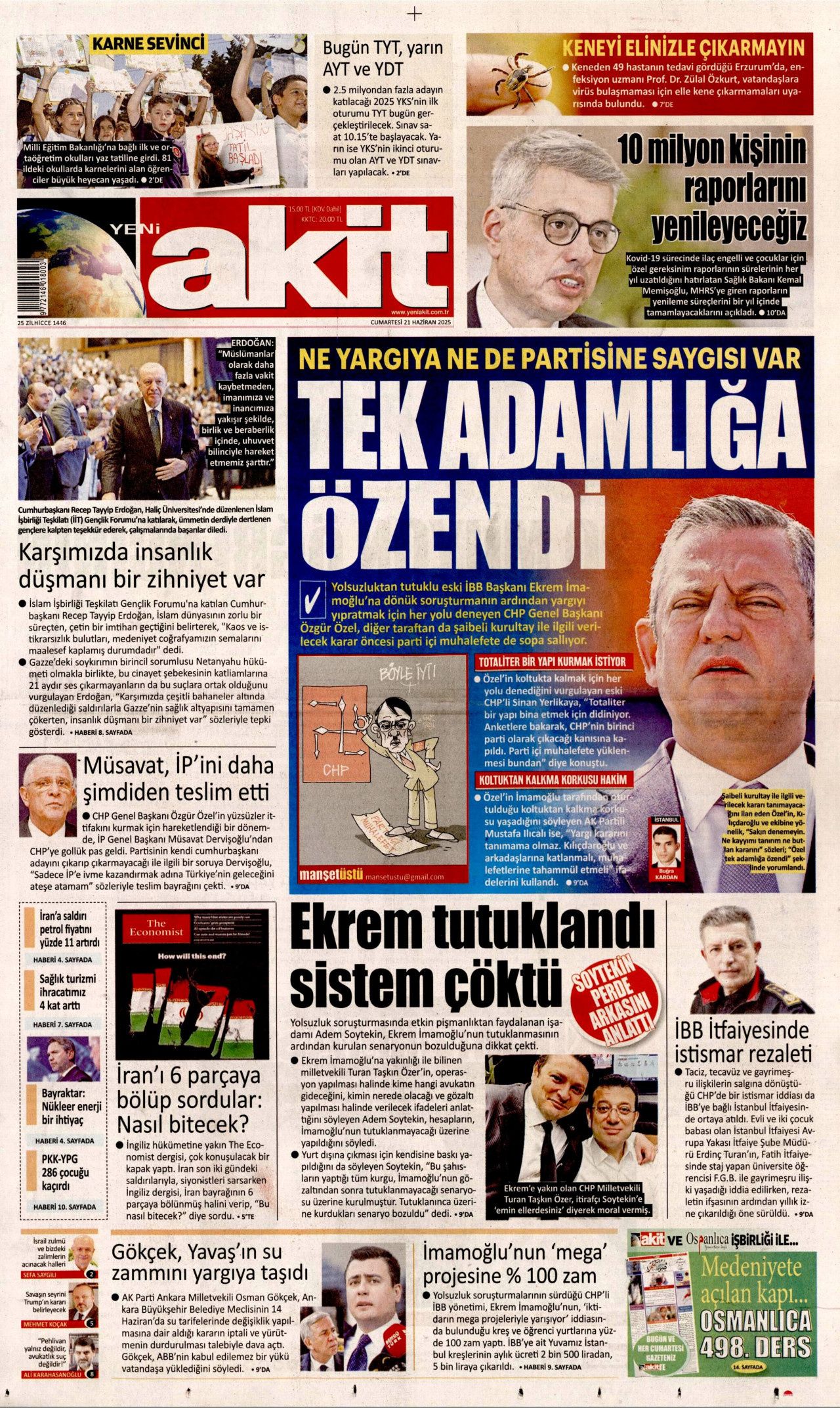Soykırımcı İsrail gerçekleri gizliyor! Korku, yalan, sansür... 21 Haziran Cumartesi gazete manşetleri 11