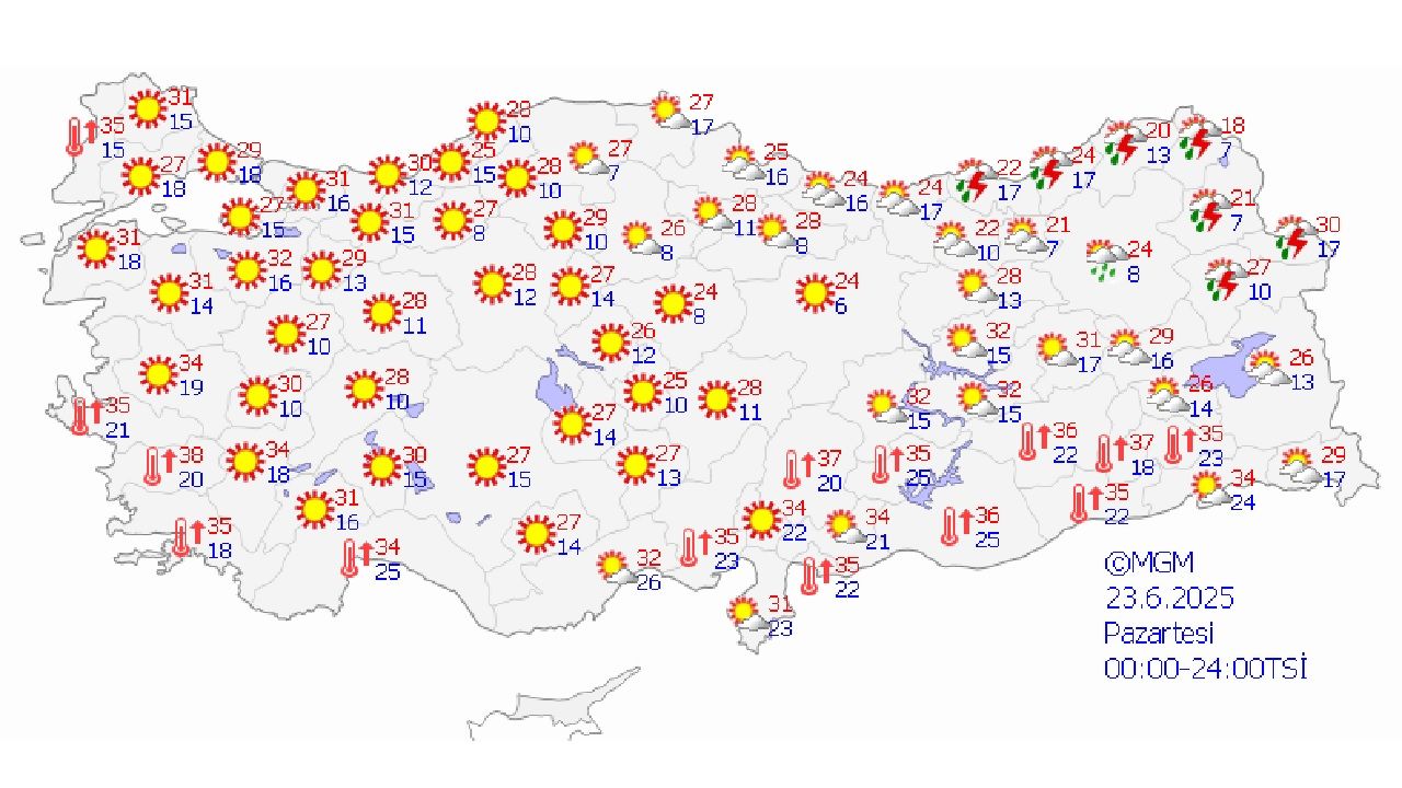 23 Haziran 2025 Meteoroloji hava durumu tahminleri: Az bulutlu, bulutlu ve yağışlı hava etkili olacak... 2