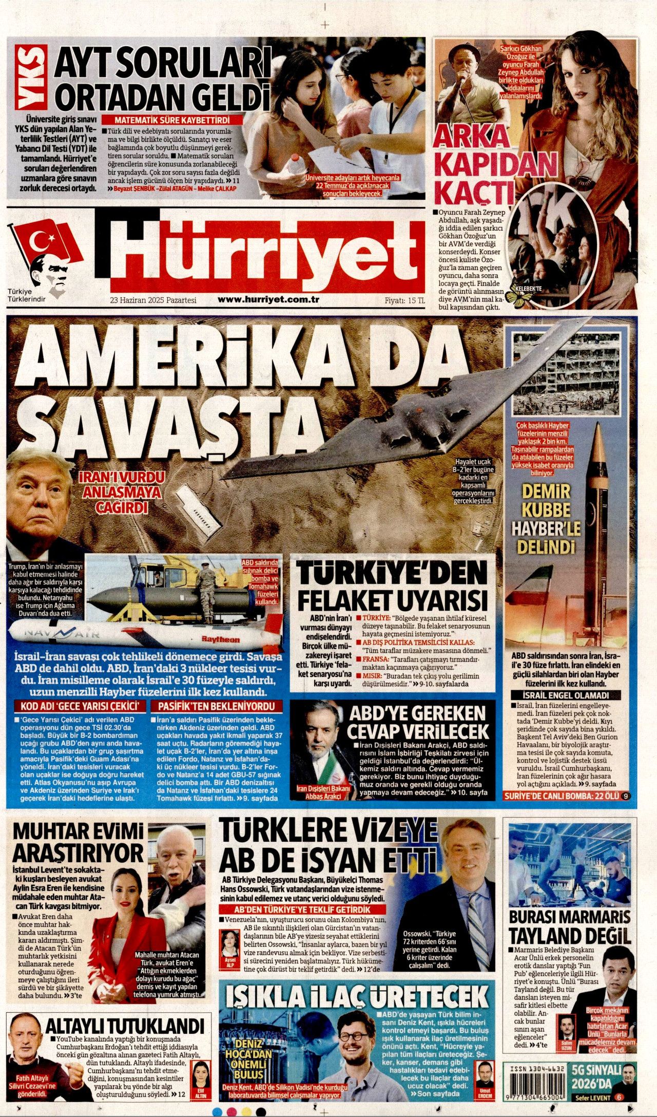 İsrail'e teslim olan ABD, İran'ı vurdu! İsrail-İran savaşındaki tehlikeli dönemeç gazete manşetlerinde... 1