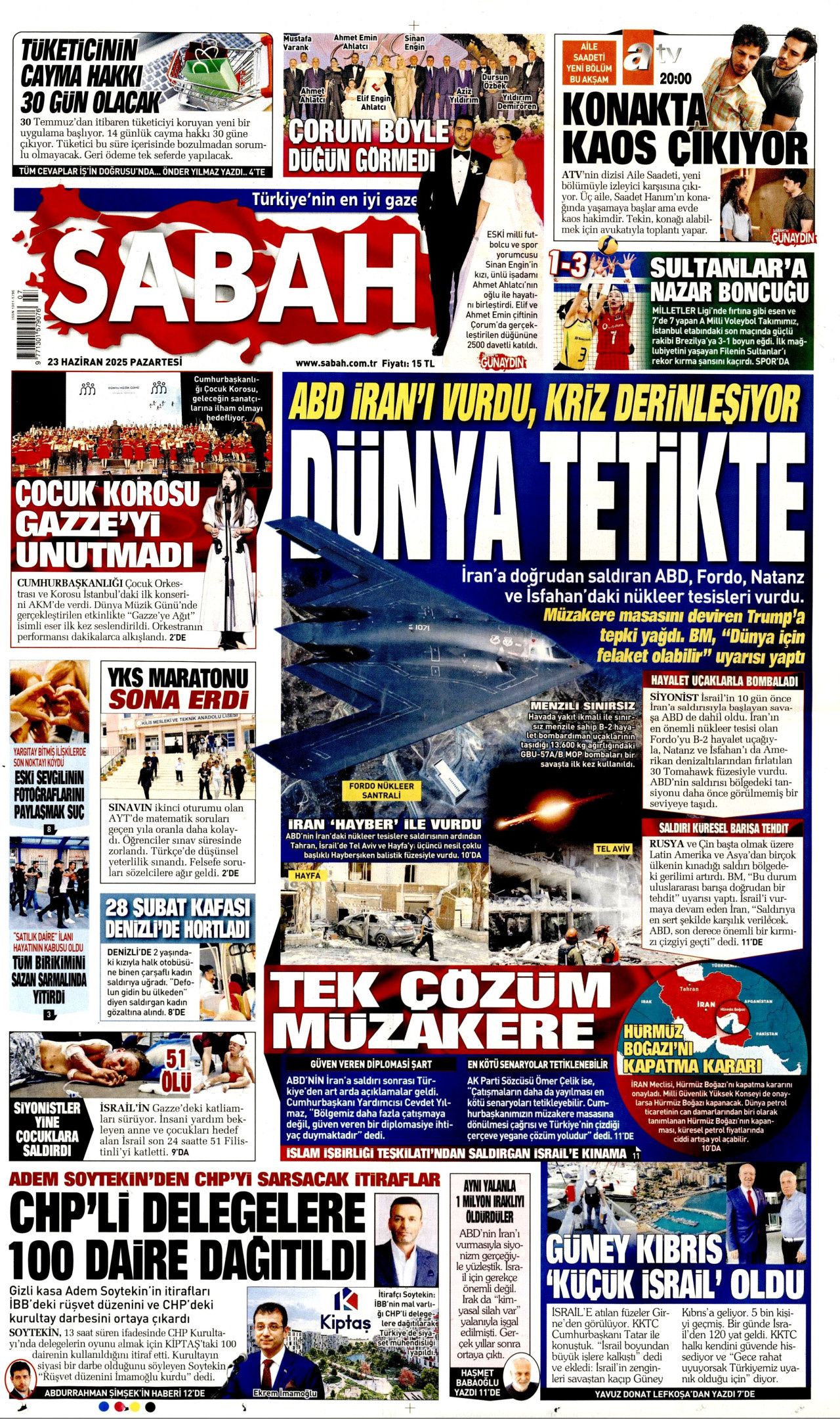 İsrail'e teslim olan ABD, İran'ı vurdu! İsrail-İran savaşındaki tehlikeli dönemeç gazete manşetlerinde... 7
