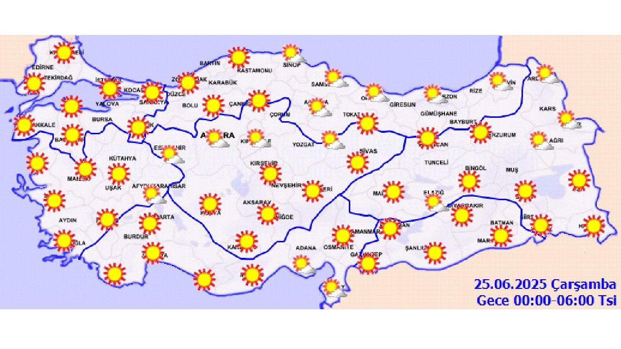 25 Haziran 2025 yurt geneli hava durumu! O saatlerde dışarı çıkmayın! 2