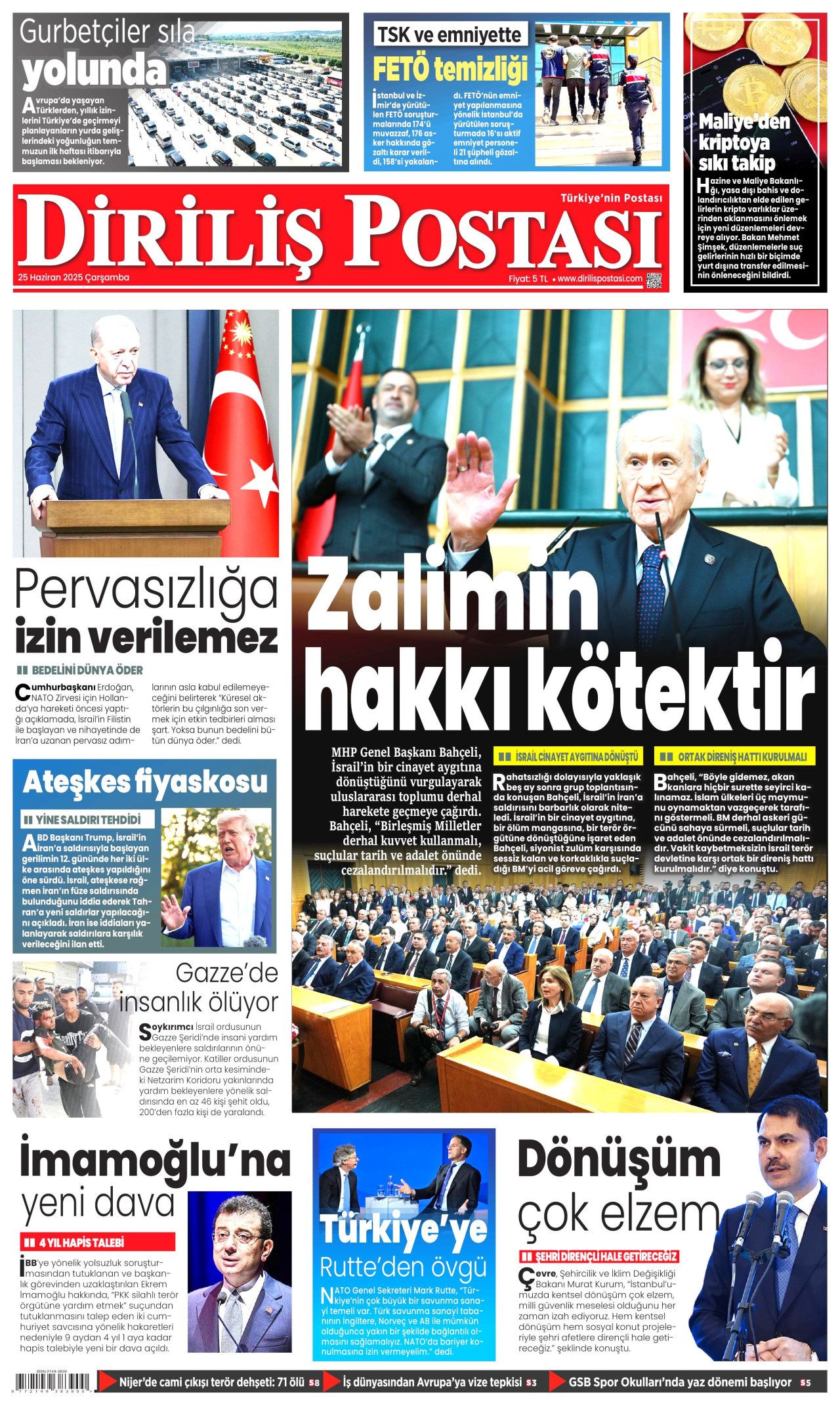 Cumhurbaşkanı Erdoğan-Trump görüşmesi manşetlerde! Hangi gazete nasıl gördü? 25 Haziran Çarşamba gazete manşetleri... 23