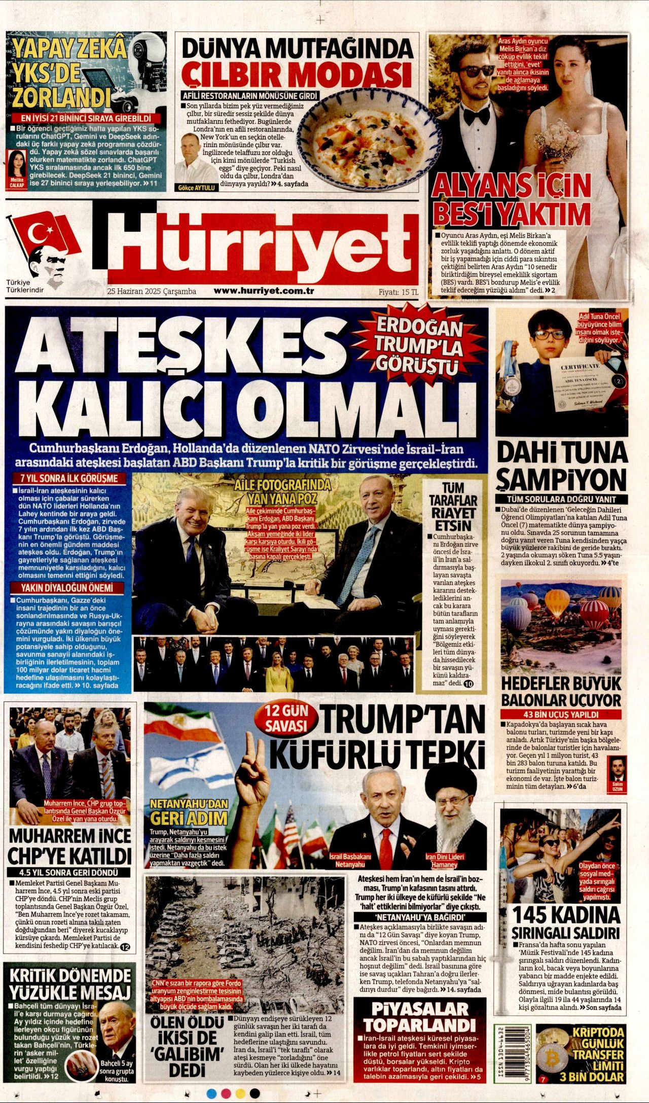 Cumhurbaşkanı Erdoğan-Trump görüşmesi manşetlerde! Hangi gazete nasıl gördü? 25 Haziran Çarşamba gazete manşetleri... 1